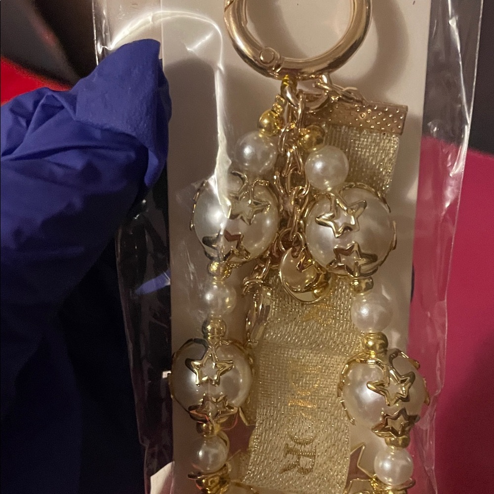 Dior Gold and Pearl Star Charm Keychain Card Holder - Picture 7 of 10